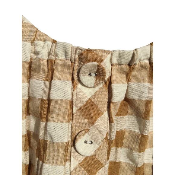 Matilda Jane Womens Peasant Top Size XS Plaid Tan Gingham Fall Preppy Blouse - Picture 4 of 13